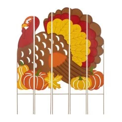 Outlet ❤️ Glitzhome® 41.5" 👪 Thanksgiving Metal Turkey Combo Yard Stake 😀