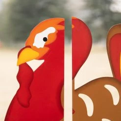 Outlet ❤️ Glitzhome® 41.5" 👪 Thanksgiving Metal Turkey Combo Yard Stake 😀 -Glitzhome Sales D645650S 3
