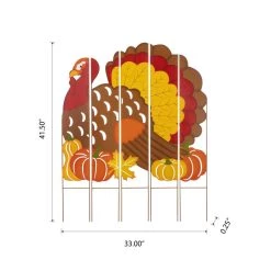 Outlet ❤️ Glitzhome® 41.5" 👪 Thanksgiving Metal Turkey Combo Yard Stake 😀 -Glitzhome Sales D645650S 7