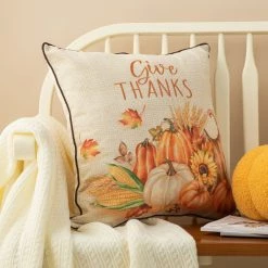 Top 10 ⌛ Glitzhome® 18" 👪 Thanksgiving Embroidered Pillow 👏 -Glitzhome Sales D645651S 3