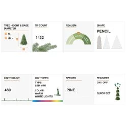 Best Sale 🎁 Glitzhome® 9ft. Pre-Lit Pine Artificial 🔔 Christmas Tree, Warm White LED Lights 👍 -Glitzhome Sales D652262S 8