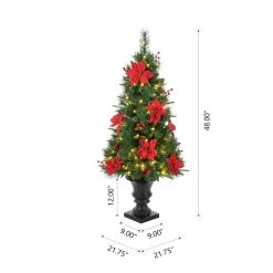 Deals ✨ Glitzhome® 4ft. Pre-Lit Pine Artificial 🎄 Christmas Porch Tree, Warm White LED Lights 🤩 -Glitzhome Sales D652269S 6