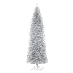 Best deal ⌛ Glitzhome® 9ft. Unlit Silver Tinsel Artificial ❄ Christmas Tree ⭐