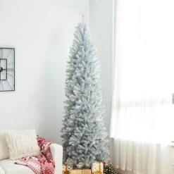 Best deal ⌛ Glitzhome® 9ft. Unlit Silver Tinsel Artificial ❄ Christmas Tree ⭐ -Glitzhome Sales D652270S 3