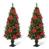 Flash Sale ❤️ Glitzhome® 2 Pack 5ft. Pre-Lit Pine Artificial 🎄 Christmas Porch Tree, Warm White LED Lights 💯 -Glitzhome Sales D652272S 1