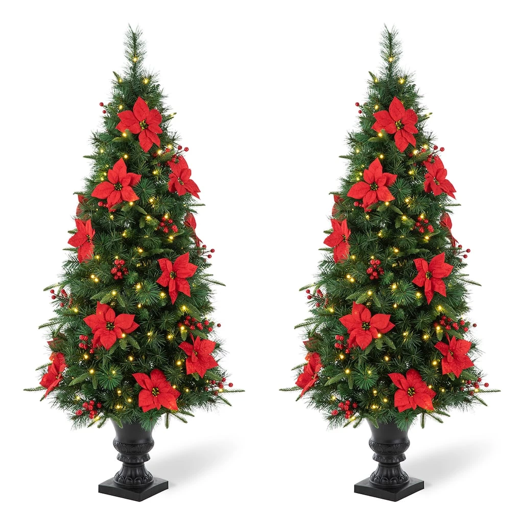 Flash Sale β€οΈ Glitzhome® 2 Pack 5ft. Pre-Lit Pine Artificial π Christmas Porch Tree, Warm White LED Lights π― 3 Flash Sale β€οΈ Glitzhome® 2 Pack 5ft. Pre-Lit Pine Artificial π Christmas Porch Tree, Warm White LED Lights π―