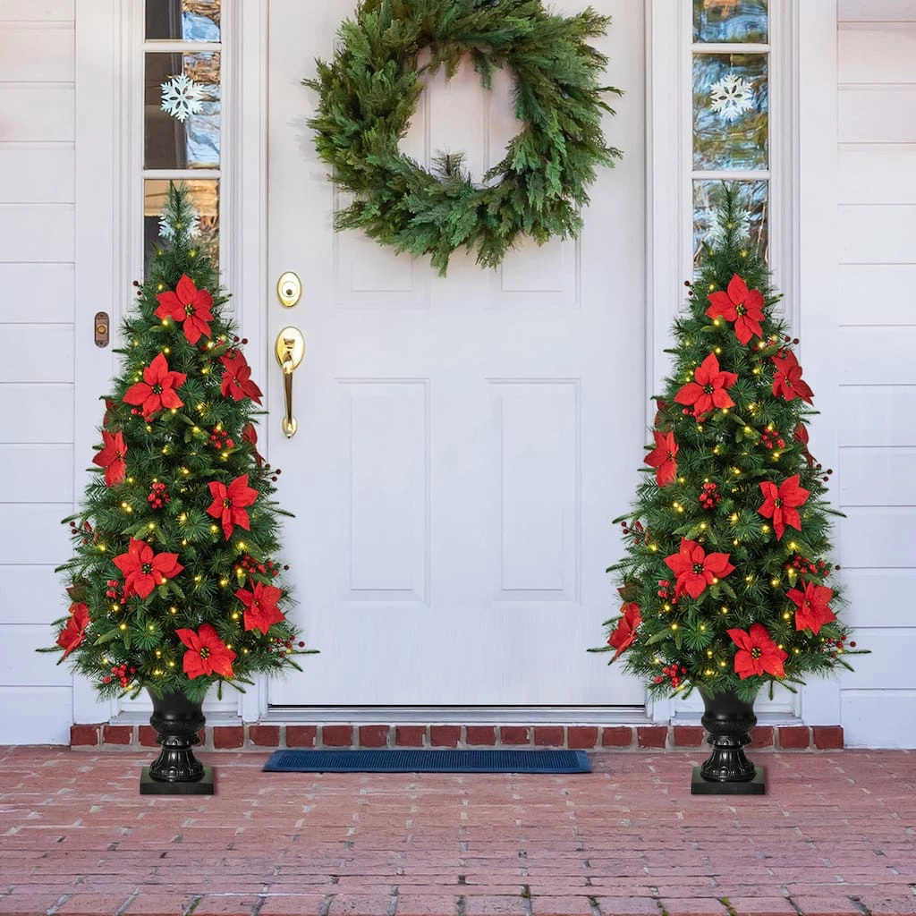 Flash Sale β€οΈ Glitzhome® 2 Pack 5ft. Pre-Lit Pine Artificial π Christmas Porch Tree, Warm White LED Lights π― 4 Flash Sale β€οΈ Glitzhome® 2 Pack 5ft. Pre-Lit Pine Artificial π Christmas Porch Tree, Warm White LED Lights π― - Image 2