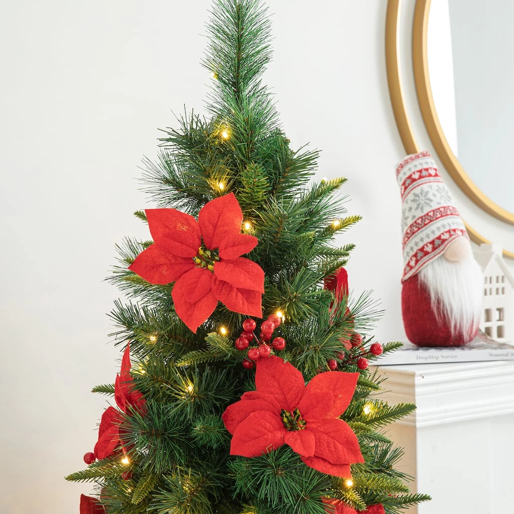 Flash Sale β€οΈ Glitzhome® 2 Pack 5ft. Pre-Lit Pine Artificial π Christmas Porch Tree, Warm White LED Lights π― 6 Flash Sale β€οΈ Glitzhome® 2 Pack 5ft. Pre-Lit Pine Artificial π Christmas Porch Tree, Warm White LED Lights π― - Image 4