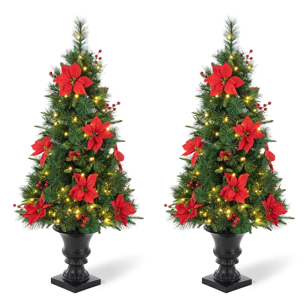 Cheap π€© Glitzhome® 2 Pack 4ft. Pre-Lit Pine Artificial π Christmas Porch Tree, Warm White LED Lights π€© 3 Cheap π€© Glitzhome® 2 Pack 4ft. Pre-Lit Pine Artificial π Christmas Porch Tree, Warm White LED Lights π€©