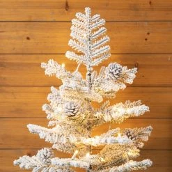 Flash Sale ⭐ Glitzhome® 2ft. Pre-Lit Upward Wrapped Flocked Pine Artificial 🎅 Christmas Table Tree, Warm White LED Lights 🤩 -Glitzhome Sales D652281S 4