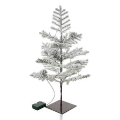 Flash Sale ⭐ Glitzhome® 2ft. Pre-Lit Upward Wrapped Flocked Pine Artificial 🎅 Christmas Table Tree, Warm White LED Lights 🤩 -Glitzhome Sales D652281S 7