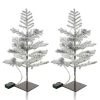 Flash Sale 💯 Glitzhome® 2 Pack 2ft. Pre-Lit Upward Wrapped Flocked Pine Artificial ❄ Christmas Table Tree, Warm White LED Lights 🎉 -Glitzhome Sales D652282S 1