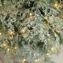 Hot Sale 🧨 Glitzhome® 2 Pack 5ft. Pre-Lit Pine Artificial 🎄 Christmas Porch Tree, Warm White LED Lights 🔔 -Glitzhome Sales D652283S 5