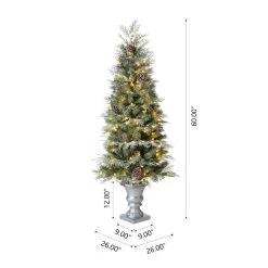 Hot Sale 🧨 Glitzhome® 2 Pack 5ft. Pre-Lit Pine Artificial 🎄 Christmas Porch Tree, Warm White LED Lights 🔔 -Glitzhome Sales D652283S 7