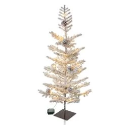 Hot Sale 😍 Glitzhome® 3ft. Pre-Lit Upward Wrapped Flocked Pine Artificial 🔔 Christmas Table Tree, Warm White LED Lights 🎉