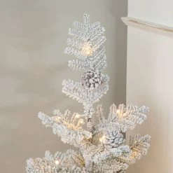 Hot Sale 😍 Glitzhome® 3ft. Pre-Lit Upward Wrapped Flocked Pine Artificial 🔔 Christmas Table Tree, Warm White LED Lights 🎉 -Glitzhome Sales D652284S 4