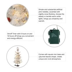 Hot Sale 😍 Glitzhome® 3ft. Pre-Lit Upward Wrapped Flocked Pine Artificial 🔔 Christmas Table Tree, Warm White LED Lights 🎉 -Glitzhome Sales D652284S 7
