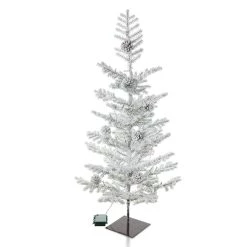 Hot Sale 😍 Glitzhome® 3ft. Pre-Lit Upward Wrapped Flocked Pine Artificial 🔔 Christmas Table Tree, Warm White LED Lights 🎉 -Glitzhome Sales D652284S 8