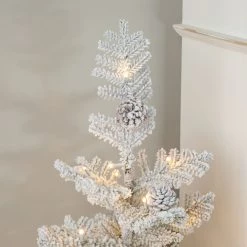 Cheapest ⌛ Glitzhome® 2 Pack 3ft. Pre-Lit Upward Wrapped Flocked Pine Artificial 🎄 Christmas Table Tree, Warm White LED Lights ❤️ -Glitzhome Sales D652285S 3