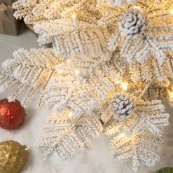 Cheapest ⌛ Glitzhome® 2 Pack 3ft. Pre-Lit Upward Wrapped Flocked Pine Artificial 🎄 Christmas Table Tree, Warm White LED Lights ❤️ -Glitzhome Sales D652285S 5