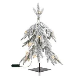 Cheap 😍 Glitzhome® 2ft. Pre-Lit Downward Wrapped Flocked Pine Artificial 🎁 Christmas Table Tree, Warm White LED Lights 👍