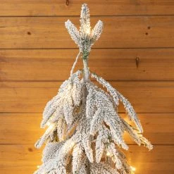 Cheap 😍 Glitzhome® 2ft. Pre-Lit Downward Wrapped Flocked Pine Artificial 🎁 Christmas Table Tree, Warm White LED Lights 👍 -Glitzhome Sales D652287S 4