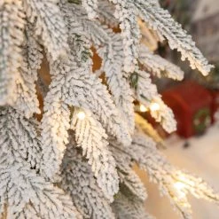 Cheap 😍 Glitzhome® 2ft. Pre-Lit Downward Wrapped Flocked Pine Artificial 🎁 Christmas Table Tree, Warm White LED Lights 👍 -Glitzhome Sales D652287S 5