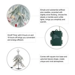 Cheap 😍 Glitzhome® 2ft. Pre-Lit Downward Wrapped Flocked Pine Artificial 🎁 Christmas Table Tree, Warm White LED Lights 👍 -Glitzhome Sales D652287S 7