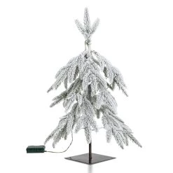 Cheap 😍 Glitzhome® 2ft. Pre-Lit Downward Wrapped Flocked Pine Artificial 🎁 Christmas Table Tree, Warm White LED Lights 👍 -Glitzhome Sales D652287S 8