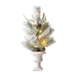 Top 10 🛒 Glitzhome® 2ft. Pre-Lit Flocked Pinecone & Berries Table Tree in Urn 😍