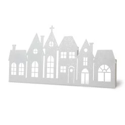 Coupon π Glitzhome® 30" π Christmas Glittered Metal House Tree Collar with String Lights π