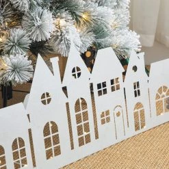 Coupon 👍 Glitzhome® 30" 🎄 Christmas Glittered Metal House Tree Collar with String Lights 👏 -Glitzhome Sales D652299S 5