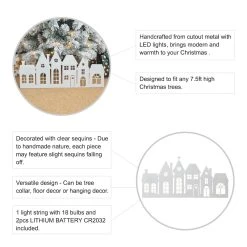 Coupon 👍 Glitzhome® 30" 🎄 Christmas Glittered Metal House Tree Collar with String Lights 👏 -Glitzhome Sales D652299S 6