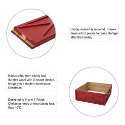 Hot Sale 🔥 Glitzhome® 32" Red Wooden Tree Collar 🌟 -Glitzhome Sales D652301S 4