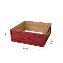 Hot Sale 🔥 Glitzhome® 32" Red Wooden Tree Collar 🌟 -Glitzhome Sales D652301S 6