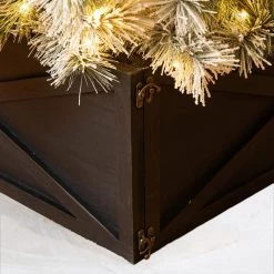 Cheapest 💯 Glitzhome® 32" Black Wooden Tree Collar 🥰 -Glitzhome Sales D652302S 3