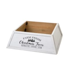 Promo 🌟 Glitzhome® 32" White Trapezoid Farm Fresh 🎅 Christmas Tree Collar 🔥