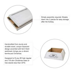 Promo 🌟 Glitzhome® 32" White Trapezoid Farm Fresh 🎅 Christmas Tree Collar 🔥 -Glitzhome Sales D652303S 5