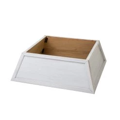 Promo 🌟 Glitzhome® 32" White Trapezoid Farm Fresh 🎅 Christmas Tree Collar 🔥 -Glitzhome Sales D652303S 6