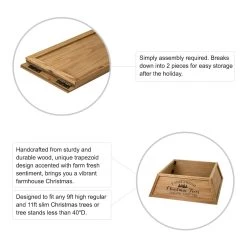 Budget 👍 Glitzhome® 32" Natural Wooden Trapezoid Farm Fresh 🎄 Christmas Tree Collar 🎁 -Glitzhome Sales D652304S 5