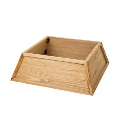 Budget 👍 Glitzhome® 32" Natural Wooden Trapezoid Farm Fresh 🎄 Christmas Tree Collar 🎁 -Glitzhome Sales D652304S 6