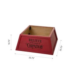Outlet 🔥 Glitzhome® 26" Red Trapezoid Believe in the Magic ❄ Christmas Tree Collar 🔥 -Glitzhome Sales D652305S 8