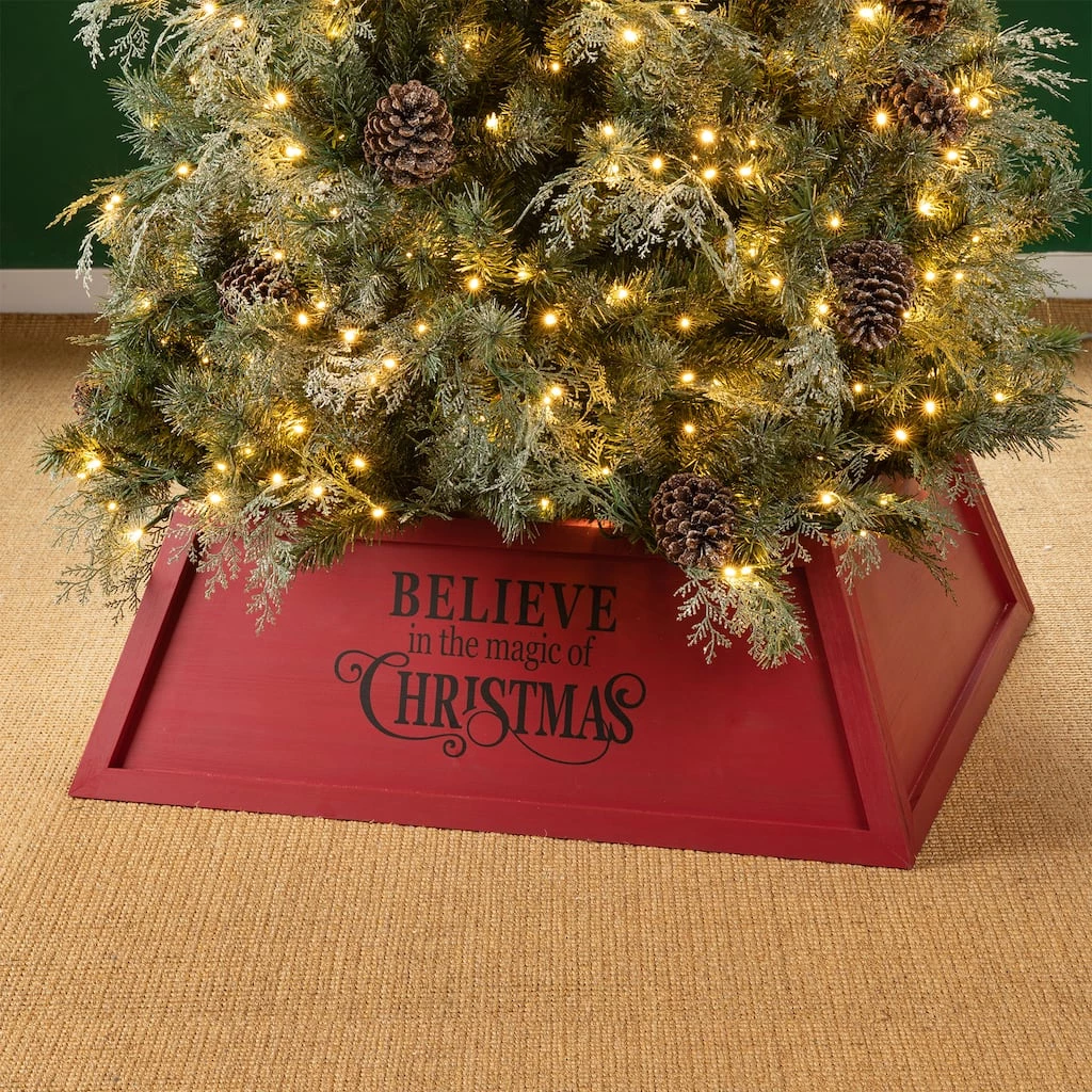 Cheap π₯° Glitzhome® 32" Red Trapezoid Believe in the Magic π Christmas Tree Collar π― 4 Cheap π₯° Glitzhome® 32" Red Trapezoid Believe in the Magic π Christmas Tree Collar π― - Image 2