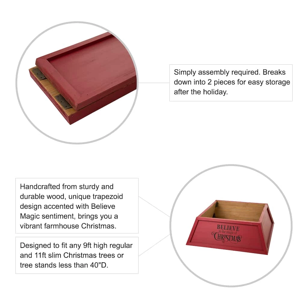 Cheap π₯° Glitzhome® 32" Red Trapezoid Believe in the Magic π Christmas Tree Collar π― 7 Cheap π₯° Glitzhome® 32" Red Trapezoid Believe in the Magic π Christmas Tree Collar π― - Image 5