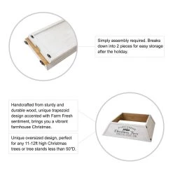 Outlet 👏 Glitzhome® 40" White Wooden Trapezoid Farm Fresh 🎄 Christmas Tree Collar ✨ -Glitzhome Sales D652308S 5