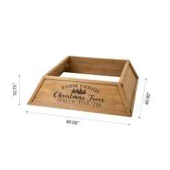Wholesale 👏 Glitzhome® 40" Natural Wooden Trapezoid Farm Fresh ❄ Christmas Tree Collar ❤️ -Glitzhome Sales D652309S 8