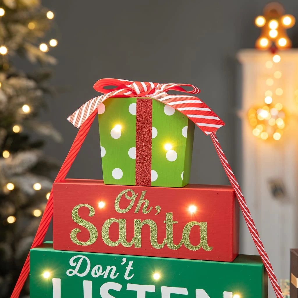 Cheap π Glitzhome® 12" Lighted Wooden β Christmas Gift Block Table Décor β 6 Cheap π Glitzhome® 12" Lighted Wooden β Christmas Gift Block Table Décor β - Image 4