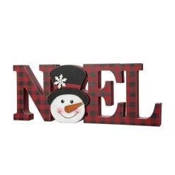 Brand new 🤩 Glitzhome® 15'' NOEL Wooden 🎅 Christmas Plaid Table Décor 🛒