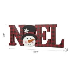 Brand new 🤩 Glitzhome® 15'' NOEL Wooden 🎅 Christmas Plaid Table Décor 🛒 -Glitzhome Sales D652316S 7