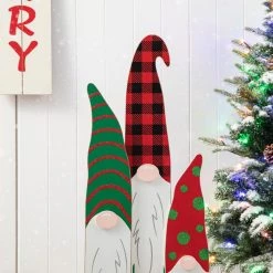 Cheap 🥰 Glitzhome® 34.75'' Wooden Gnome Family Porch Décor ⌛ -Glitzhome Sales D652323S 5